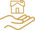 hand holding house representing property and services